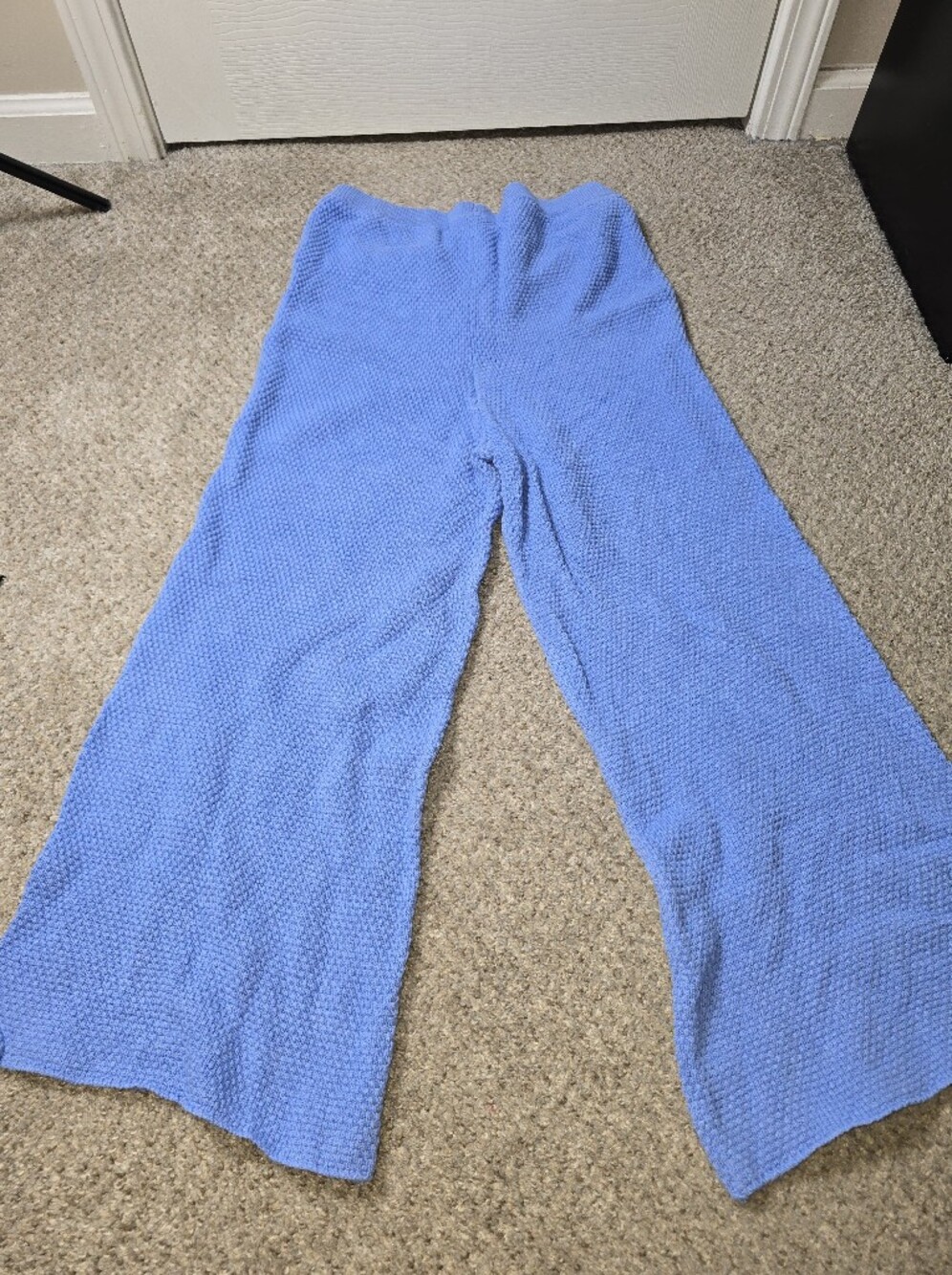 Free People Beach Blue Sweater Knit Wide-Leg Cropped Pants Size Large - Picture 9 of 9